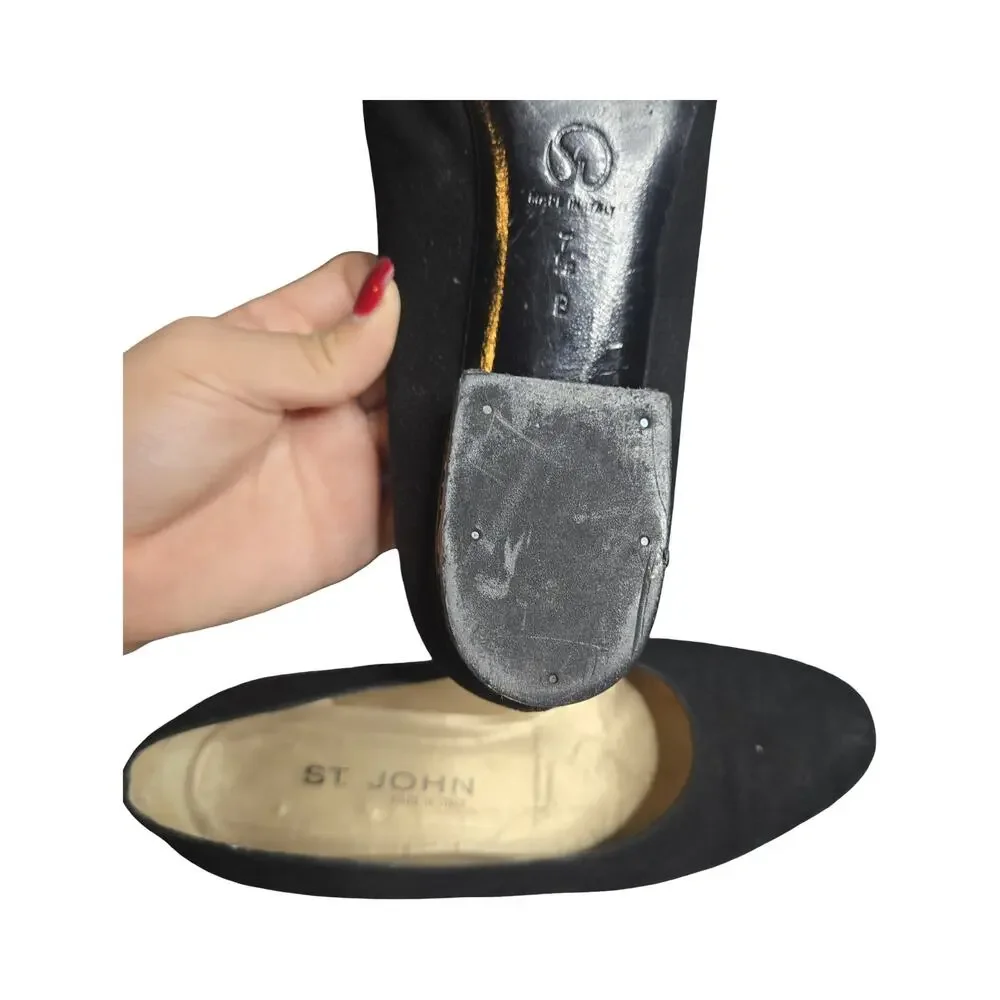 St.John‎ Vintage Womens Black Suede Shoes Pumps Made In Italy Size: 7.5